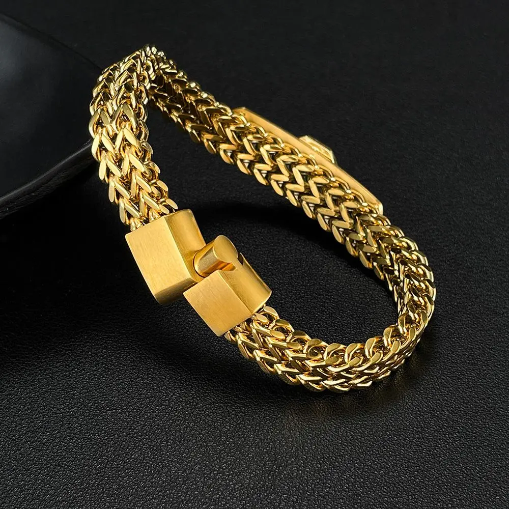 Waterproof Gold Tree of Life Bracelet for Men - Chunky Double Layer Design, Edgy Hip Hop Jewelry, Durable Daily Wear