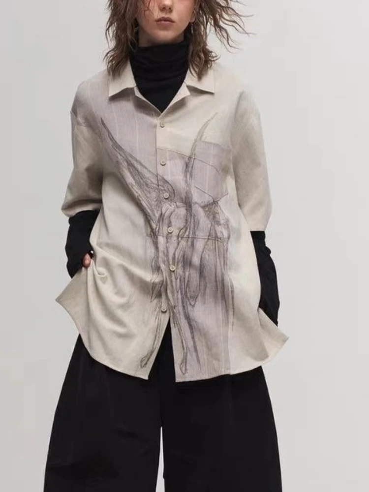 

Y2k Harajuku Vintage Blouses Short Sleeve Pockets Tie Dye Patchwork Shirts Punk Gothic Tops 2025 Summer New Women's Clothing