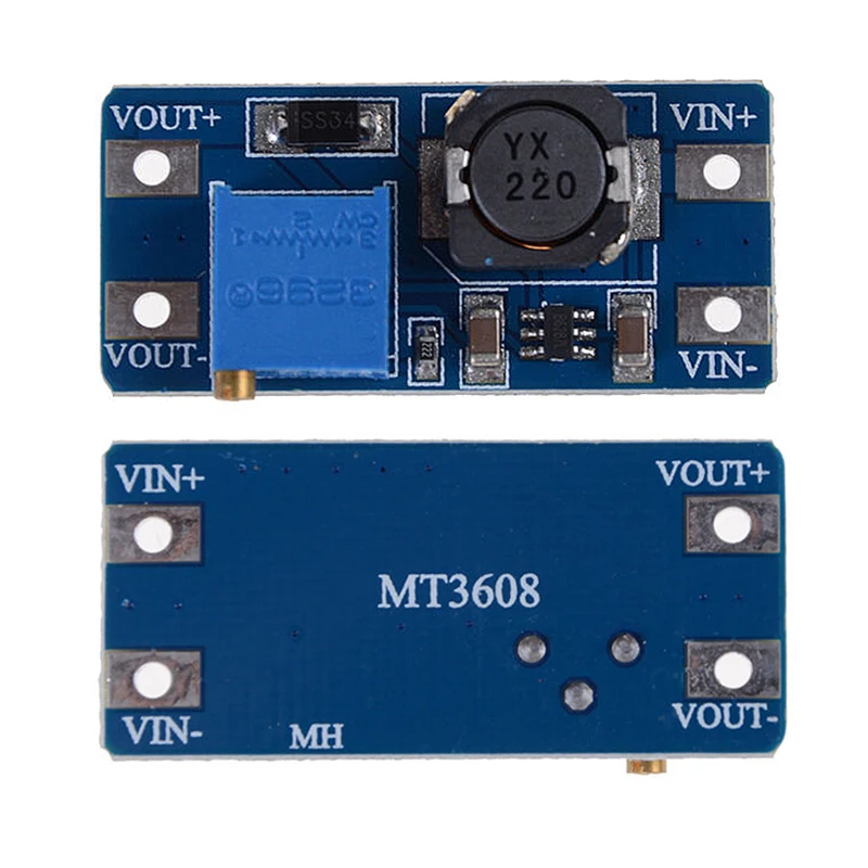 Módulo de impulso DC-DC 2a placa de fonte de alimentação de impulso conversor intensificador entrada de reforço 3v/5v para 5v/9v/12v/24v ajustável mt3608