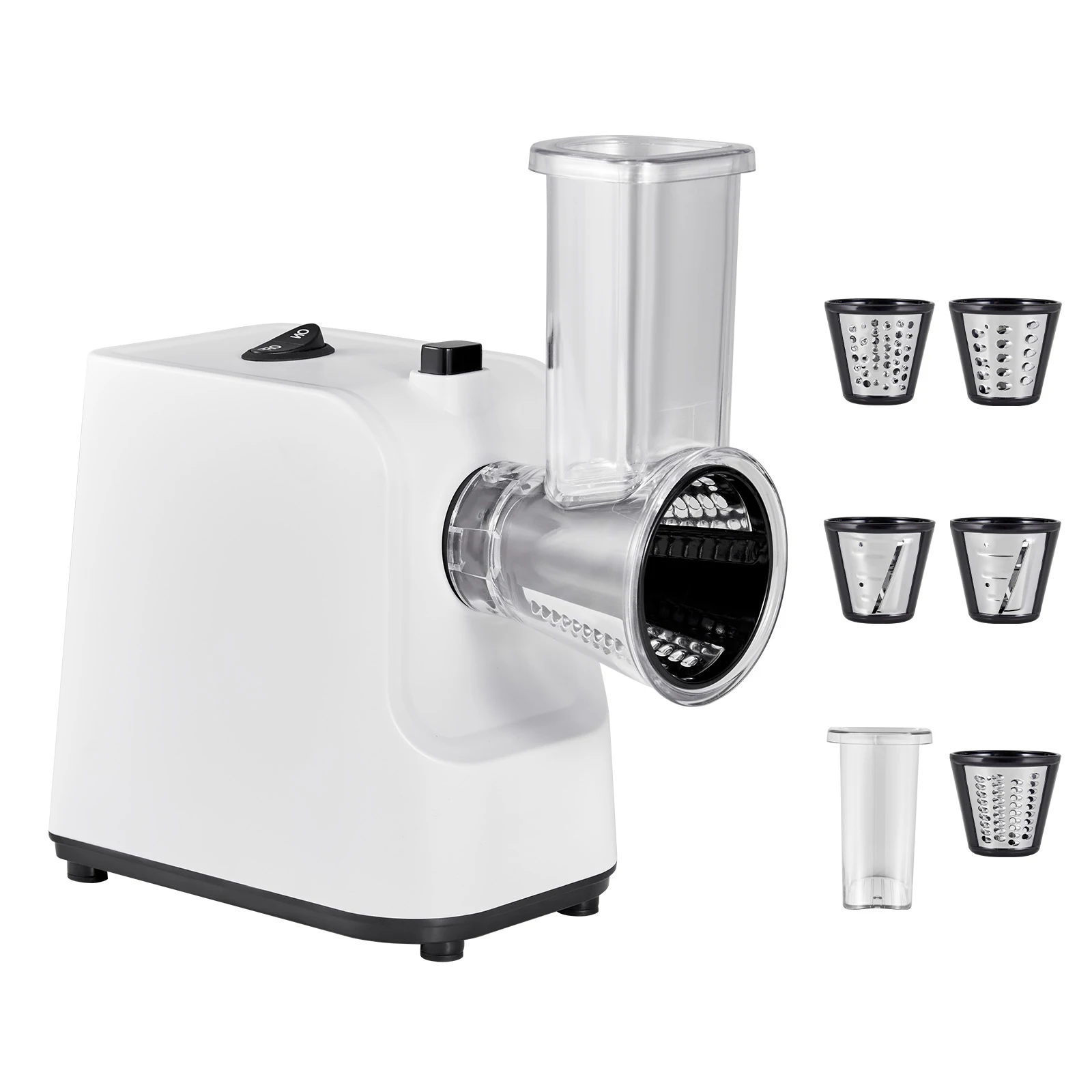 SucceBuy Electric Cheese Grater Salad Maker 200W Salad Shooter with 5 Attachments Stainless Steel Cutter for Vegetables Cheeses