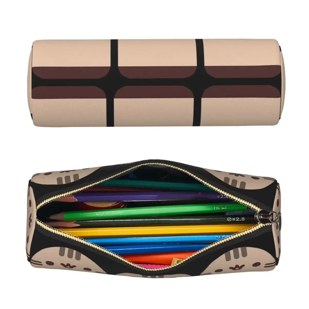 Cute Cat Face Pencil Case for Kids School Cylinder Pen Box Pencil Bag Pencil Pouch