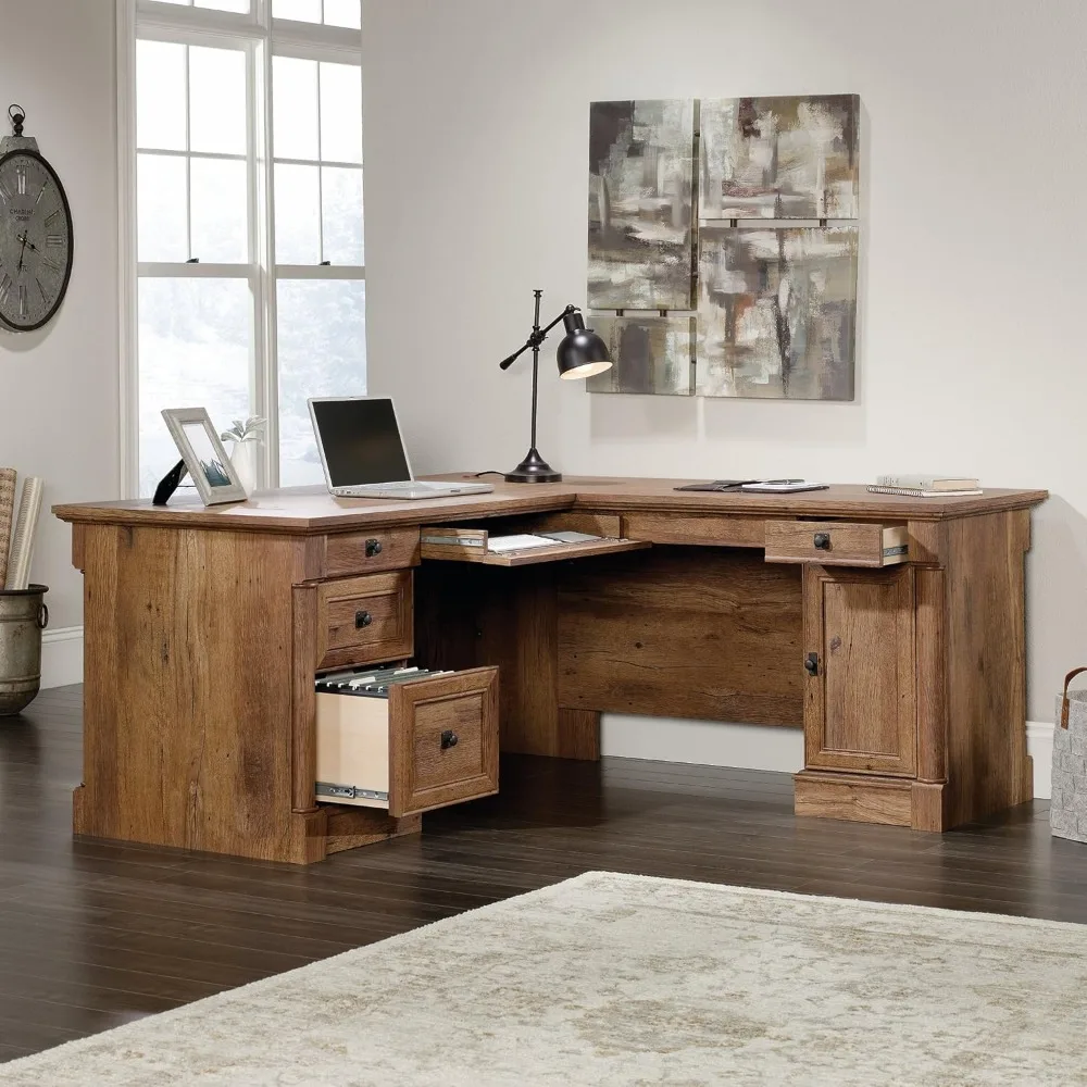 L-Shaped Desk, Vintage Oak finish