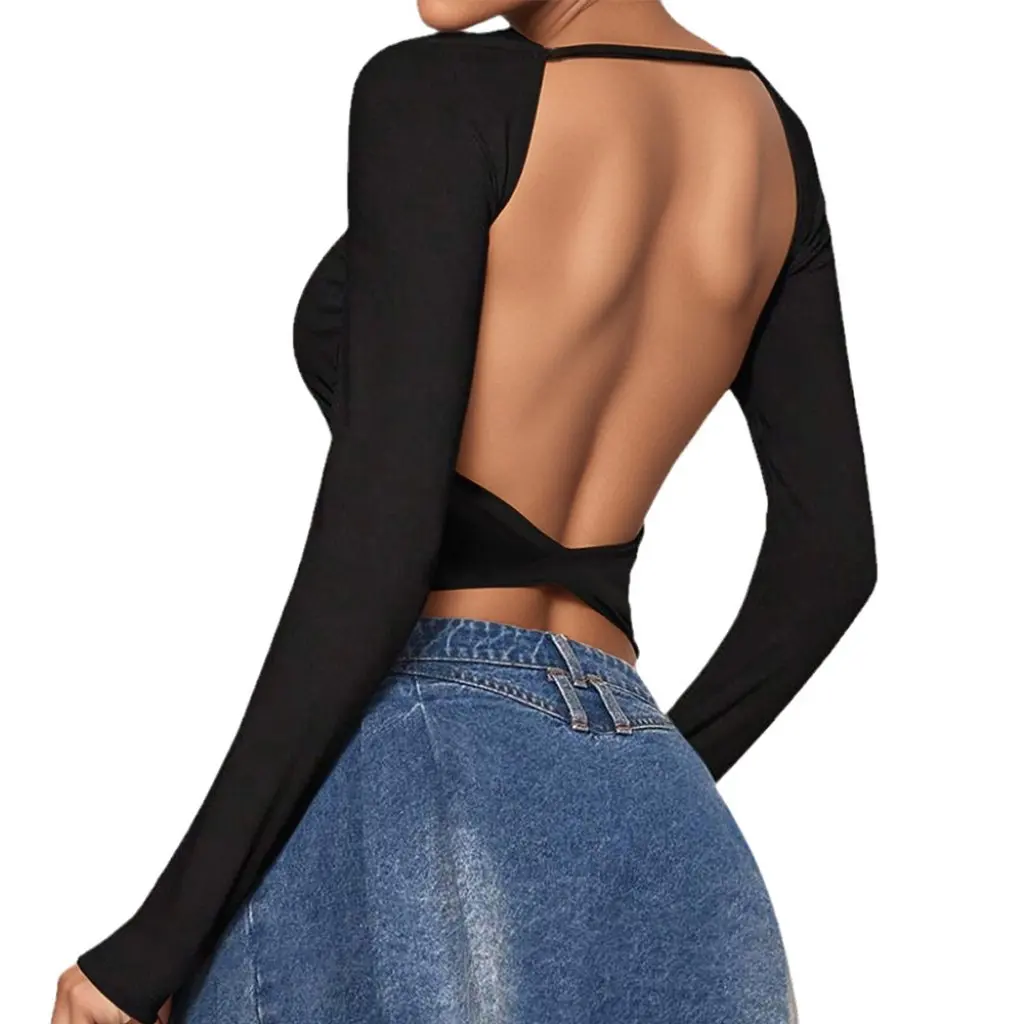 

Women's Sexy Lace-Up Backless Single T-Shirt Spring Summer New Ins Style