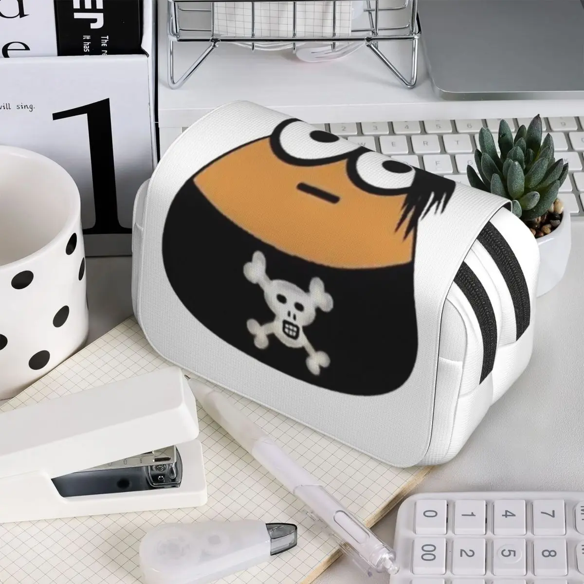 

Пенал-косметичка Emo Goth Pou Meme Brown Alien Baby Mobile Pet для мальчиков и девочек, школьный пенал-коробка, сумка для ручек, сумка-органайзер