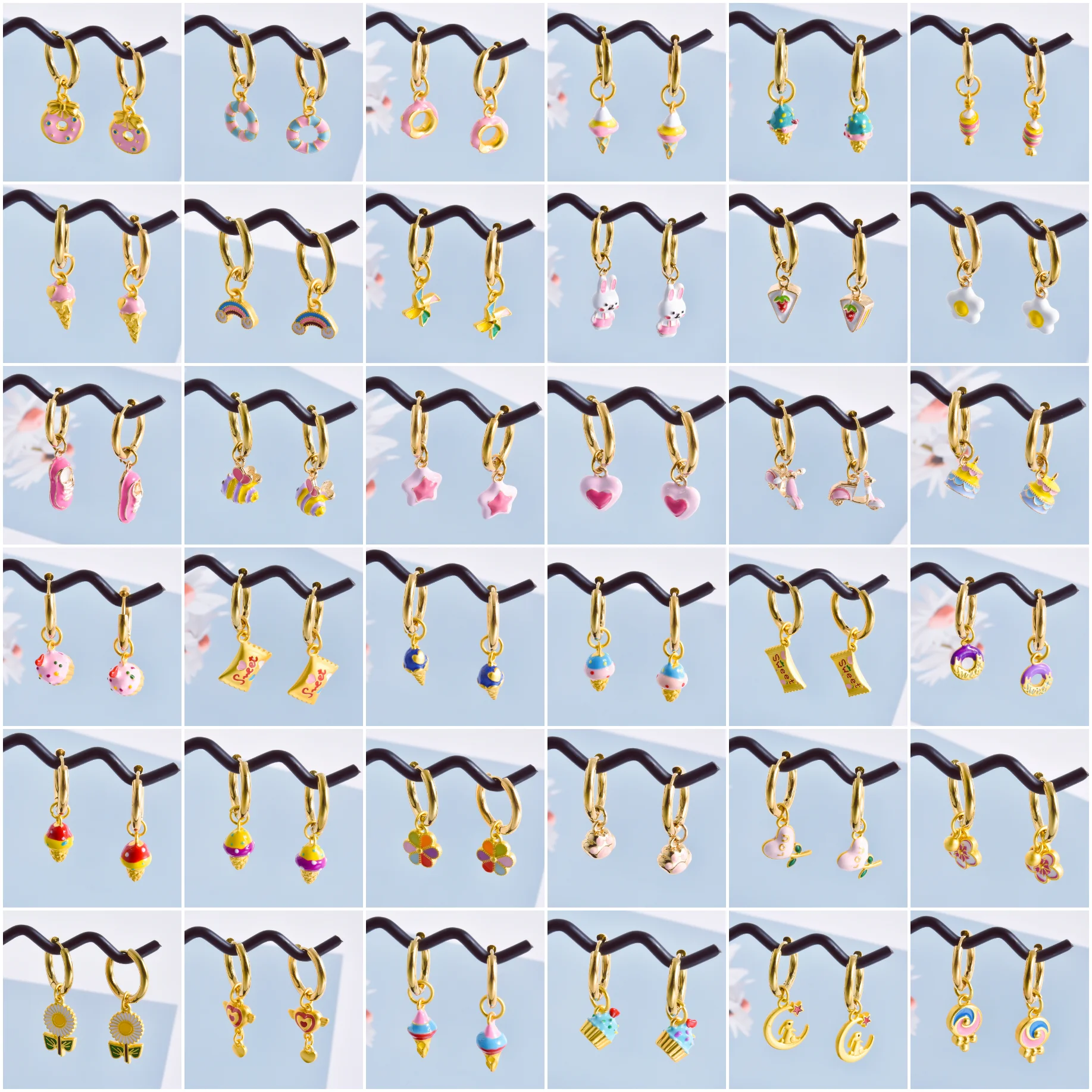 مضحك الجدة هوب أقراط صغيرة لطيف الكعك الآيس كريم كعكة الحلوى استرخى هوب هوجيز أقراط للنساء الفتيات فكرة هدية الموضة