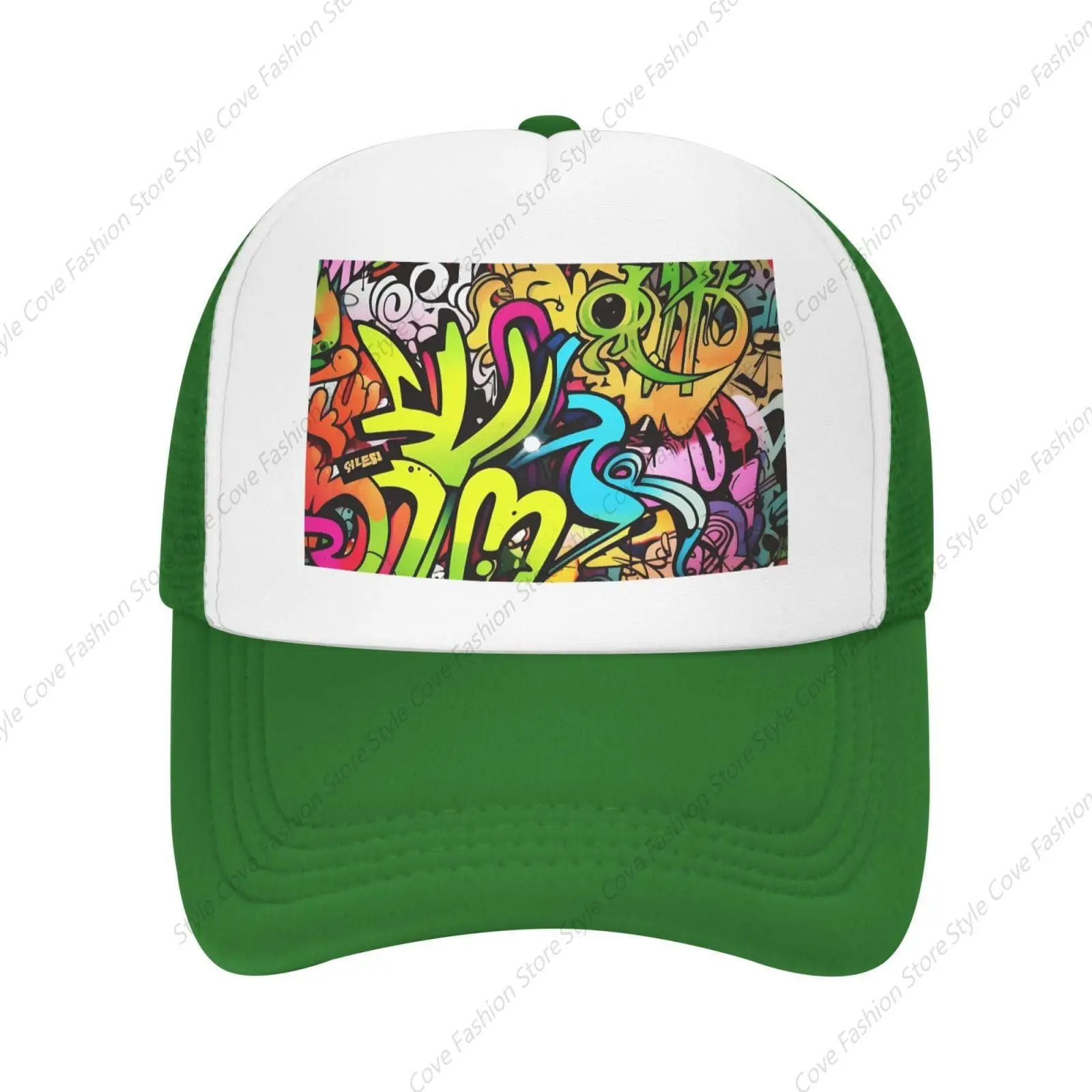 Unisex Graffiti Desenho Impressão Mesh Baseball Cap, Verão ajustável Sunshade Hat, Hip Hop Streetwear para esportes