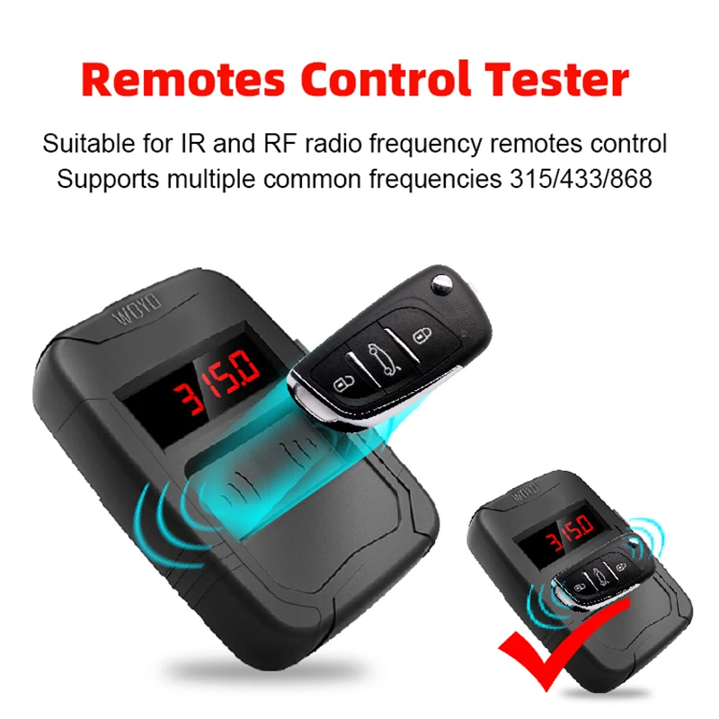 

WOYO Car Keys frequency Tester Door Remote Clone Test Tool 10-1000MHZ Diagnosis All of IR RF Radio Frequency Remote Tools Types