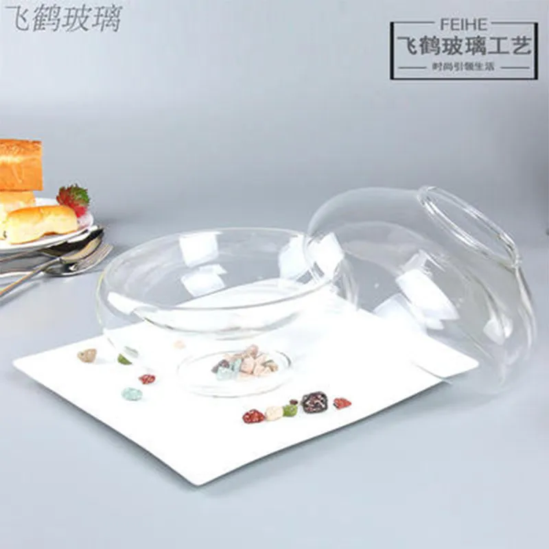 Creative Dry Ice Glass Bowl Fruit Salad Plate Food Cooking Utensils High Temperature Resistance Rmpty Bottom Double Pull Bowl