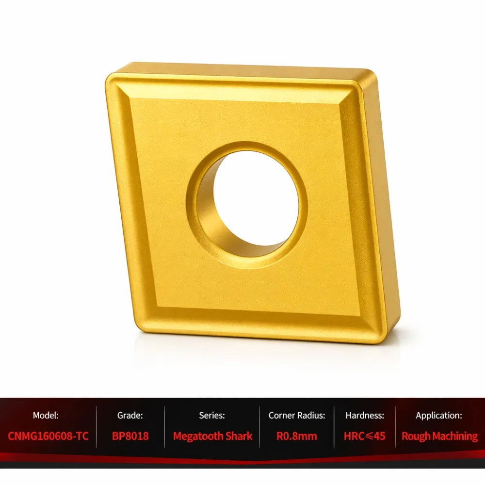 CNMG160608-TC Carbide Turning Inserts, 0.8 R Angle BP8018 Grade Steel Machining Roughing CNC Lathe Cutter Tool