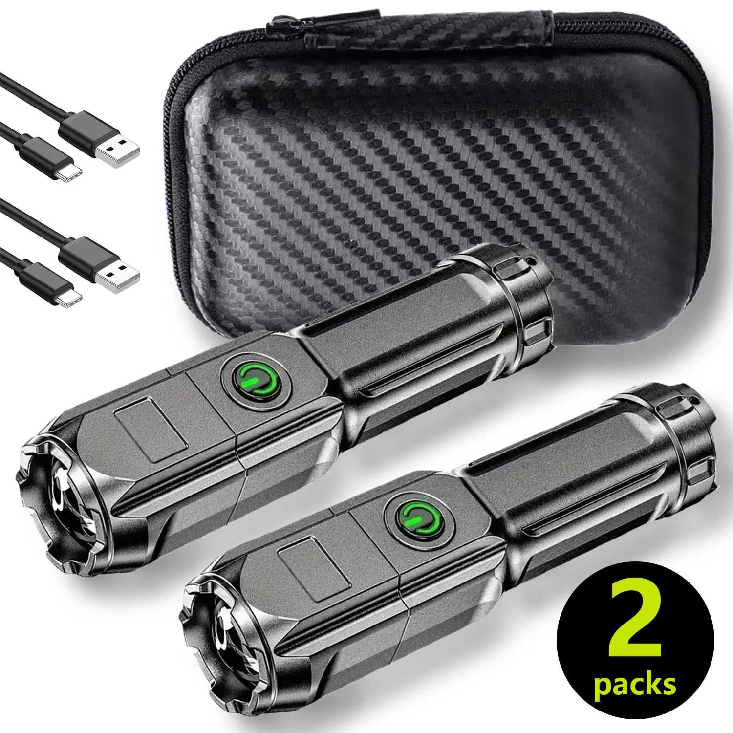 

Портативный производительный телескопический фонарик с зумом, 3 режима, IPX6, водонепроницаемый, встроенный аккумулятор 18650, перезаряжаемый уличный рабочий фонарь