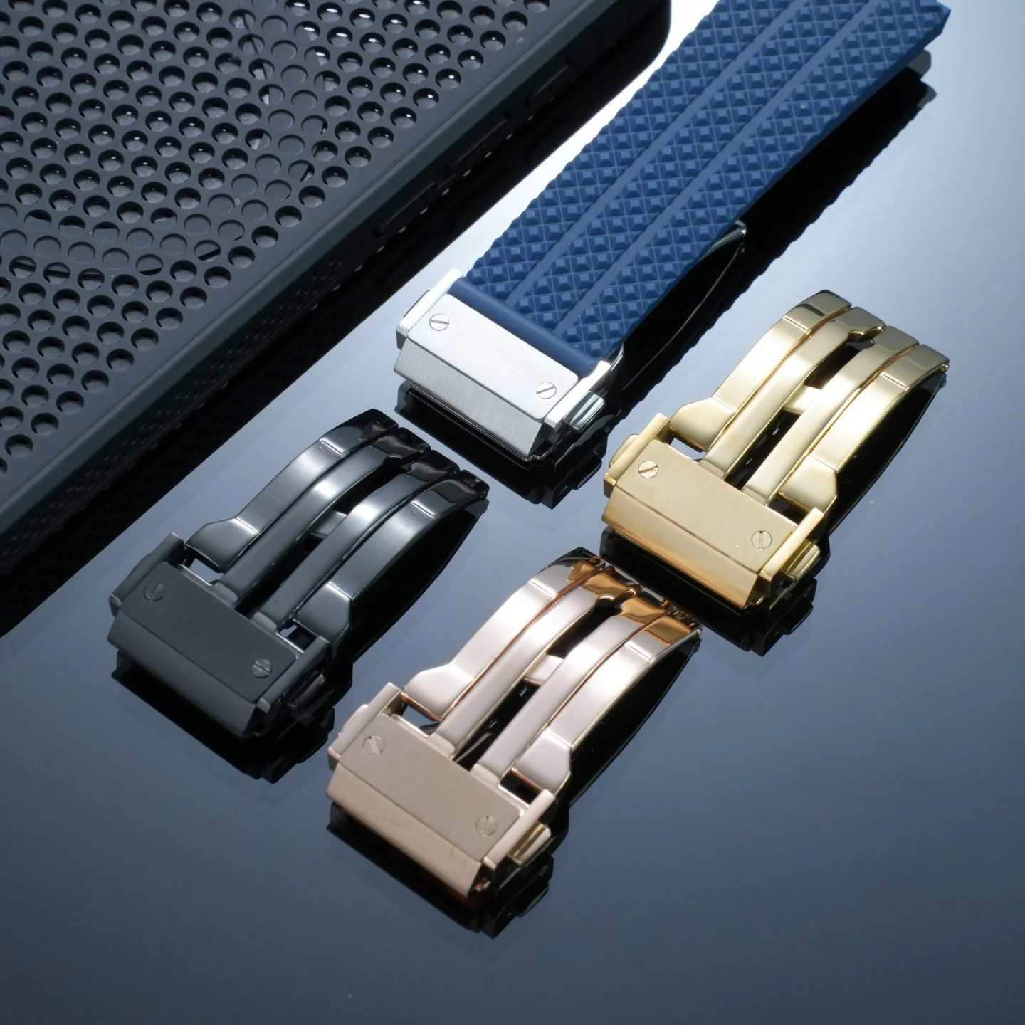 Hebilla Plegable de Doble Presión para Relojes HUBLOT, Hebilla Metálica Brillante de Acero Inoxidable, Resistente al Agua, Compatible con Correas de Reloj de 18mm y 22mm, Accesorio de Repuesto