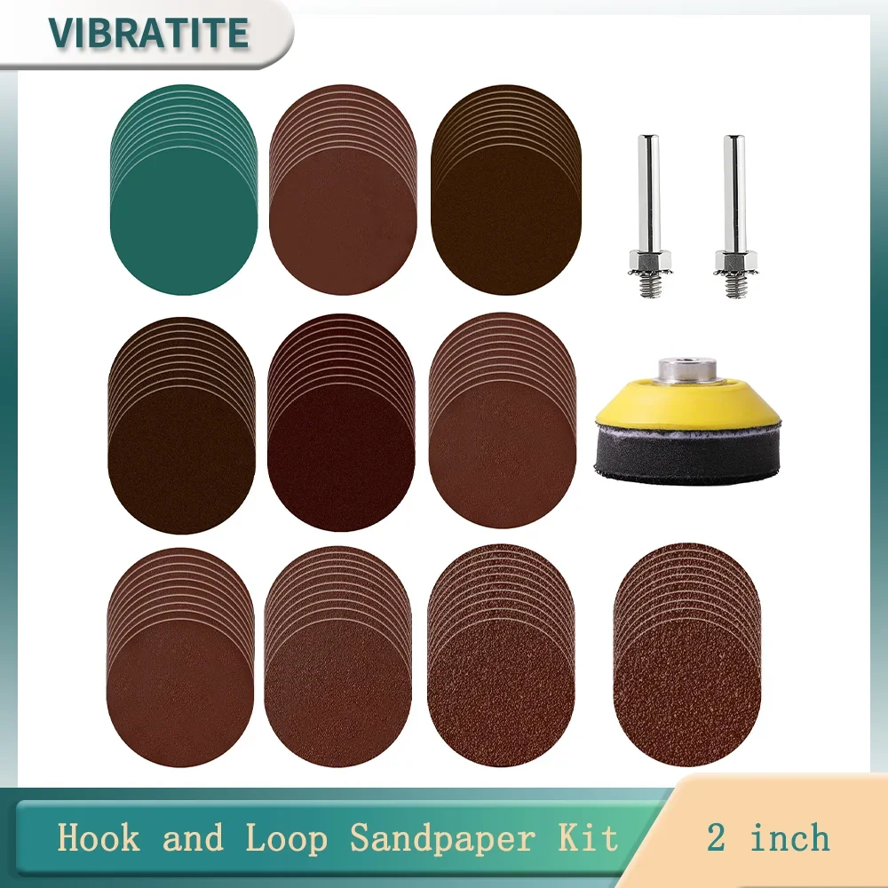 2 Inch Hook and Loop Sandpaper Kit 3-204 Pcs Grits 60 -3000 Drill Bit Sander Attachment Assorted for Die Grinder Rotary Tools