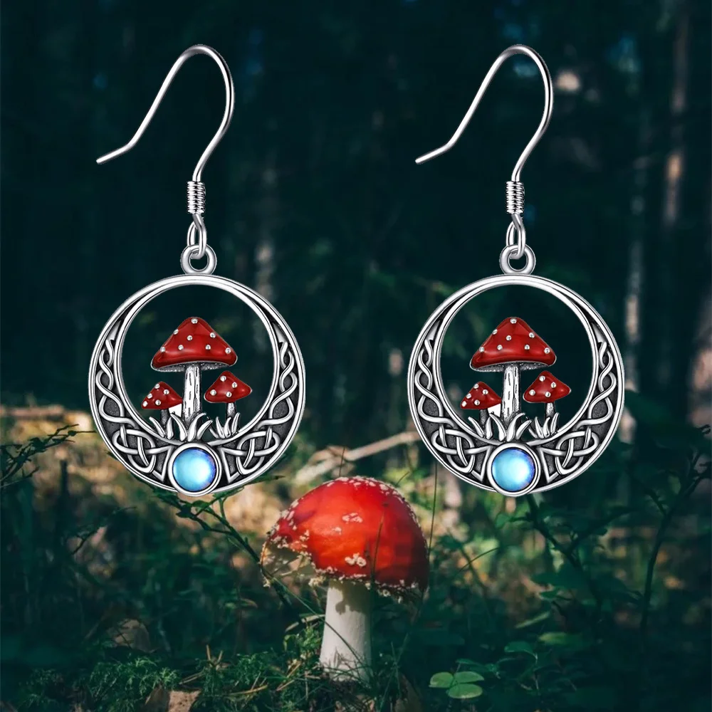 1 Pair of Cute Red Mushrooms Round Dangle Earrings  Birthday Gift Anniversary Party , Jewelry, Niche Style Hot List, Bestselling