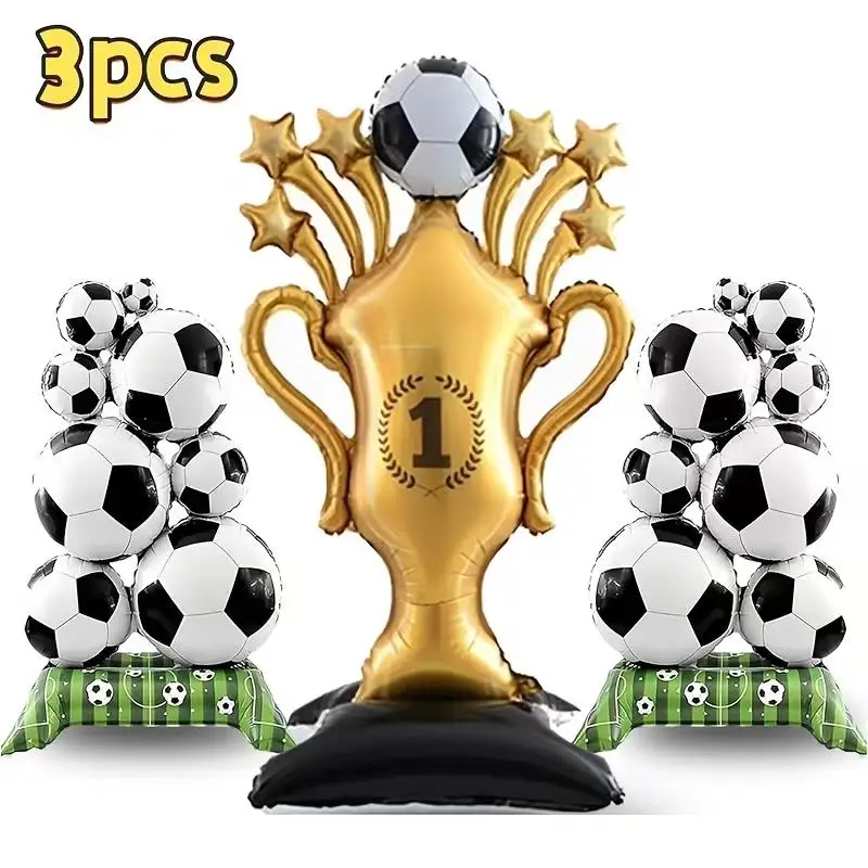 Soccer Trophy Large Standing Foil Balloons Kit for Sports Football Theme Birthday Party Decoration Supplies Gift Photo Props