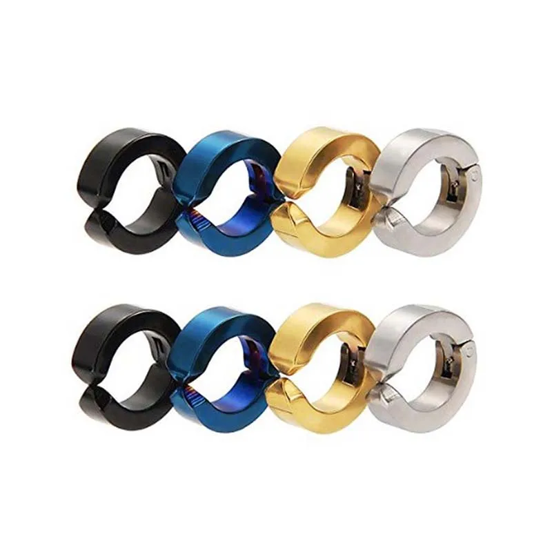 1 Pair Unisex Punk Non Piercing Ear Clip Earrings For Women Men Gothic Hip Hop Round Titanium Steel Buckle Earring Jewelry Gift