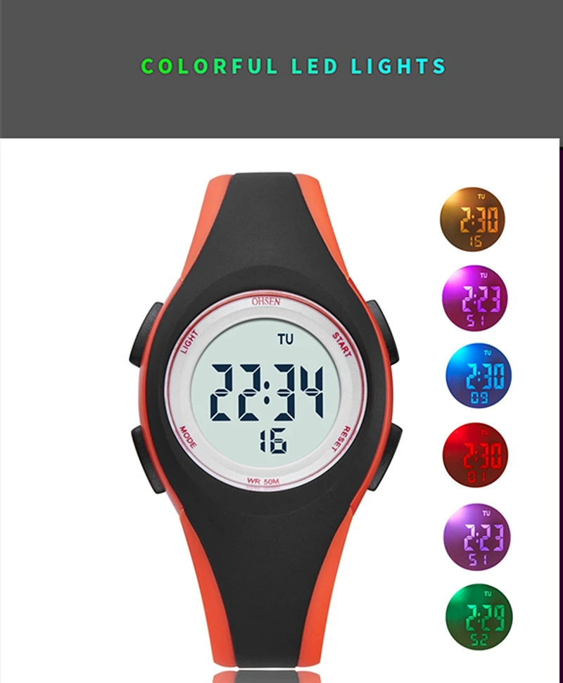 Montre-bracelet numérique LED étanche militaire CamSolomon pour enfants, montres de sport pour enfants, chronomètre électronique, alarme, étudiant