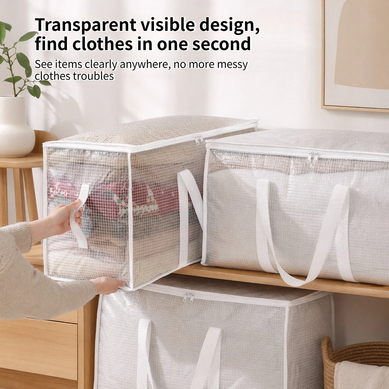 Moisture-Proof Strong Moving Packing Luggage Bags Extra Large Clear Home Closet Clothes Quilt Storage Organizer Foldable Handbag