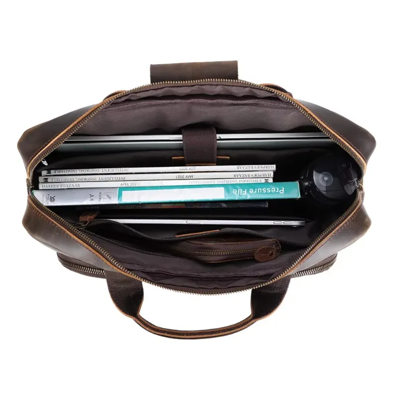Leather Leather Briefcase Messenger Business Briefcase Men's Leather Laptop Briefcase