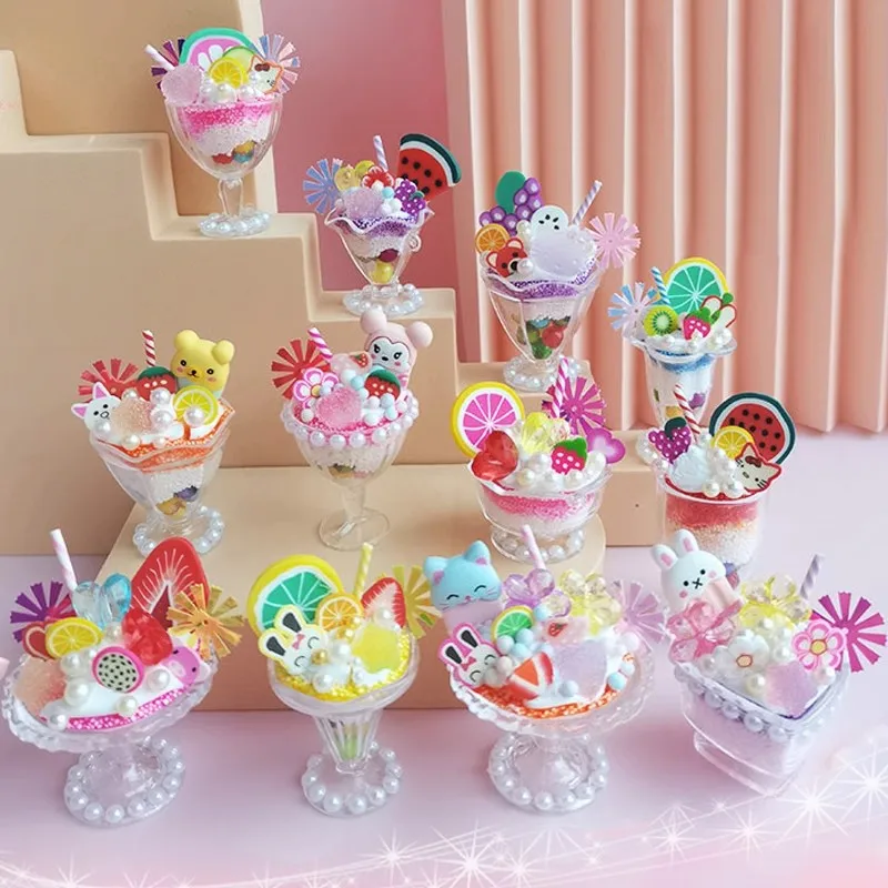 น่ารักการ์ตูนครีมกาว DIY ชุดมินิเค้กไอศกรีมถ้วย Guca ชุดเด็กผู้หญิงหัตถกรรมปลอดสารพิษวัสดุเกาหลีเครื่องเขียน