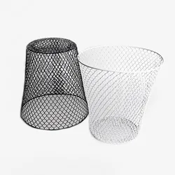 Round Wastepaper Basket Wire Mesh Desk Metal Trash Can Recycling Trash Can Garbage Container For Bedroom Office