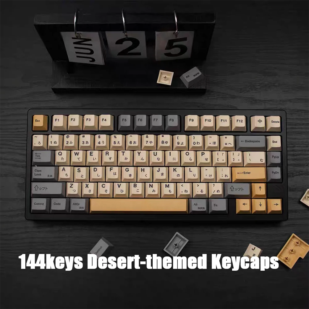 

144 клавиши колпачки для клавиш на тему пустыни фонетические/английские/японские колпачки для клавиш с профилем вишни для ATK и других беспроводных механических клавиатур