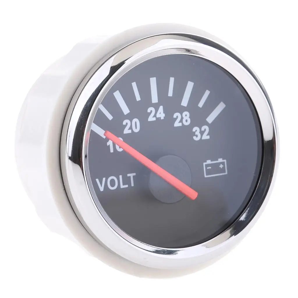 52mm Voltmeter Gauge Chrome Bezel Voltage Meter Dustproof IP67 for Marine Boat Dashboard Monitoring