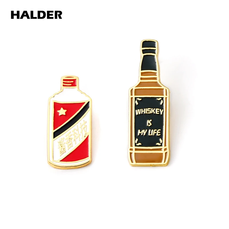 HALDER Wine Enamel Pin Whiskey Brooch Moutai Badge Lapel Pin Backpack Jeans Clothes Birthday Party Jewelry Gift for Best Friends