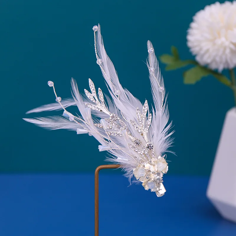 Braut-Feder-Haarspange Haarband Diademe Haarnadel Kristall-Kopfschmuck Prinzessin Abschlussball-Kronen Hochzeit Braut-Haaraccessoires Schmuck – Detail 5