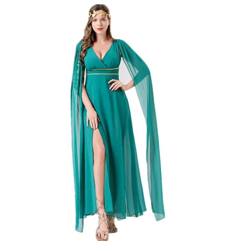 HN8 Halloween Carnival Party Ancient Medieval Mythology Greek Goddess Roman Princess Cosplay Dress Sexy Egyptian Cleopatra C8…Gf