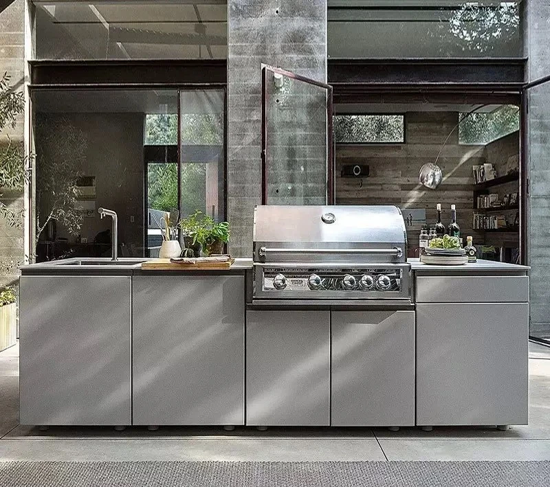 เกาะห้องครัวกลางแจ้งสแตนเลส 304 พร้อมตู้อ่างล้างจาน