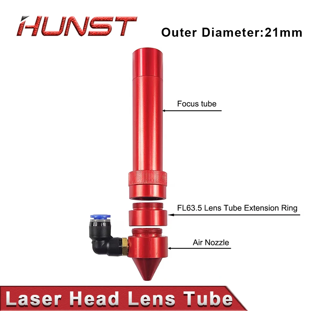 HUNST Testa Laser CO2 Tubo Lente Diametro Esterno 21mm + Ugello Aria per Lente Dia.20 FL 50.8/63.5mm per Macchina da Taglio Laser CO2