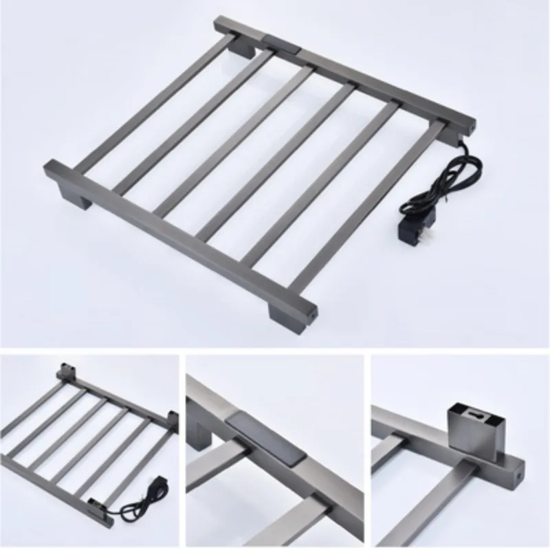 Gun Gray Intelligent RemoteTowel Warmers Gold Disinfection Drying Bathroom Towel Rack Digital Display Heating Wall Hanging