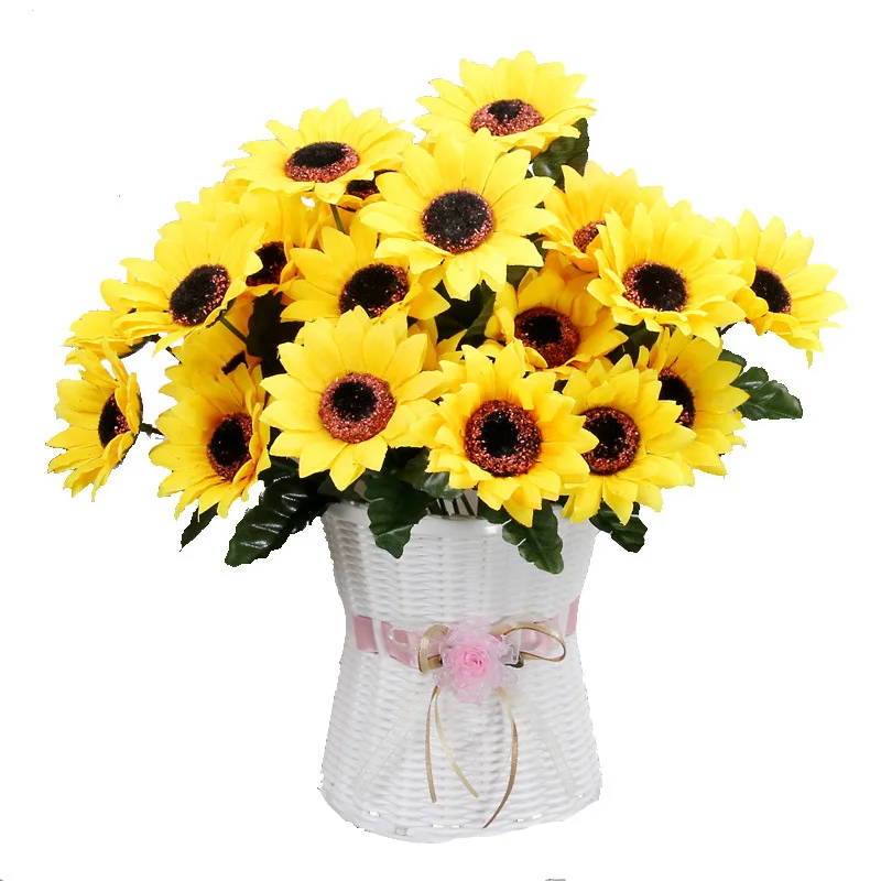 

1pc Fake 7 heads Home Artificial Flower Wedding Room Decorations Realistic Eye-catching 30cm*6.8cm Silk Plastic
