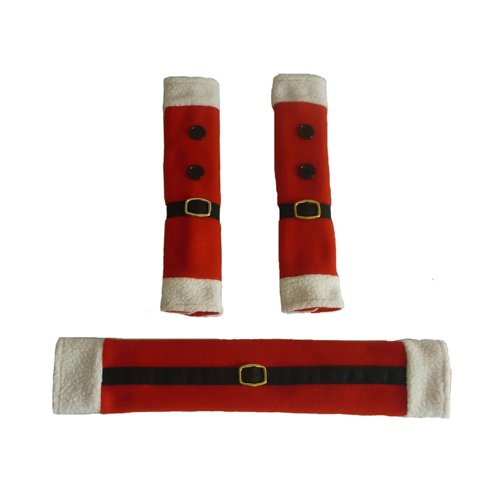 

3Pcs Refrigerator Door Handle Covers Set Red Christmas Pattern Protect Hands Cold Metal Handle Kitchen Appliance Cover Belt