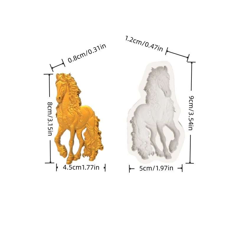 High-Precision Horse Head Mold with Elegant Muscle Texture and Detailed Mane Carving, Silicone Mold for Making Fondant Chocolate Candies