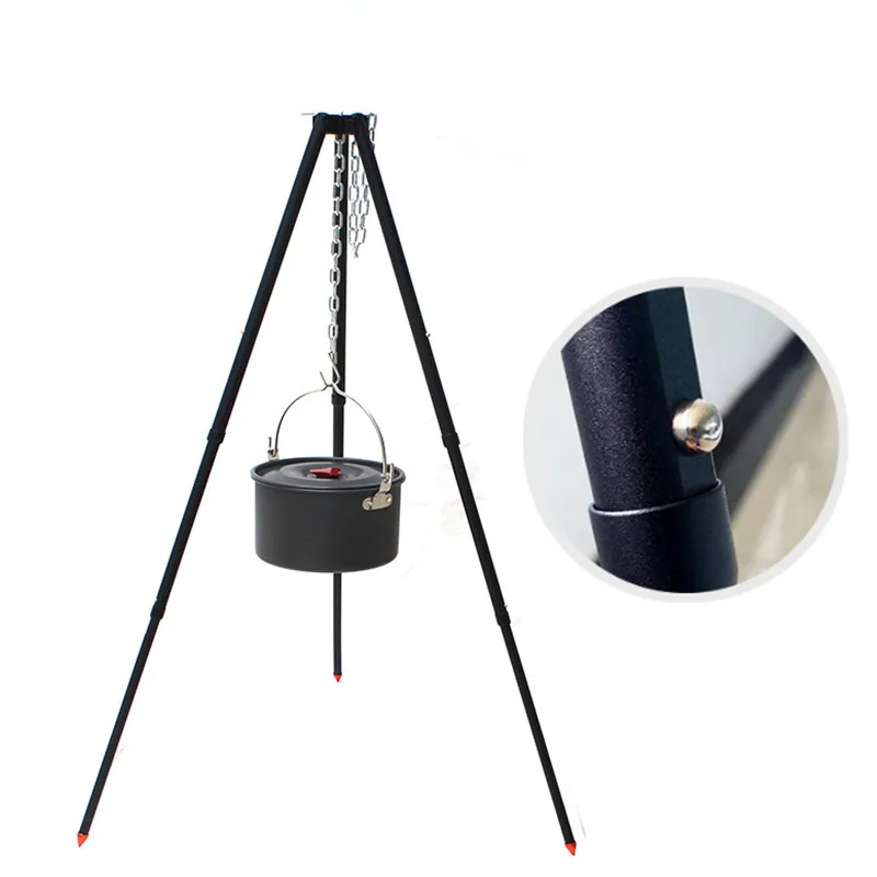 

Aluminum Tripod Camping Holland Pot Tripod 3 Sections Outdoor Campfire Tripod