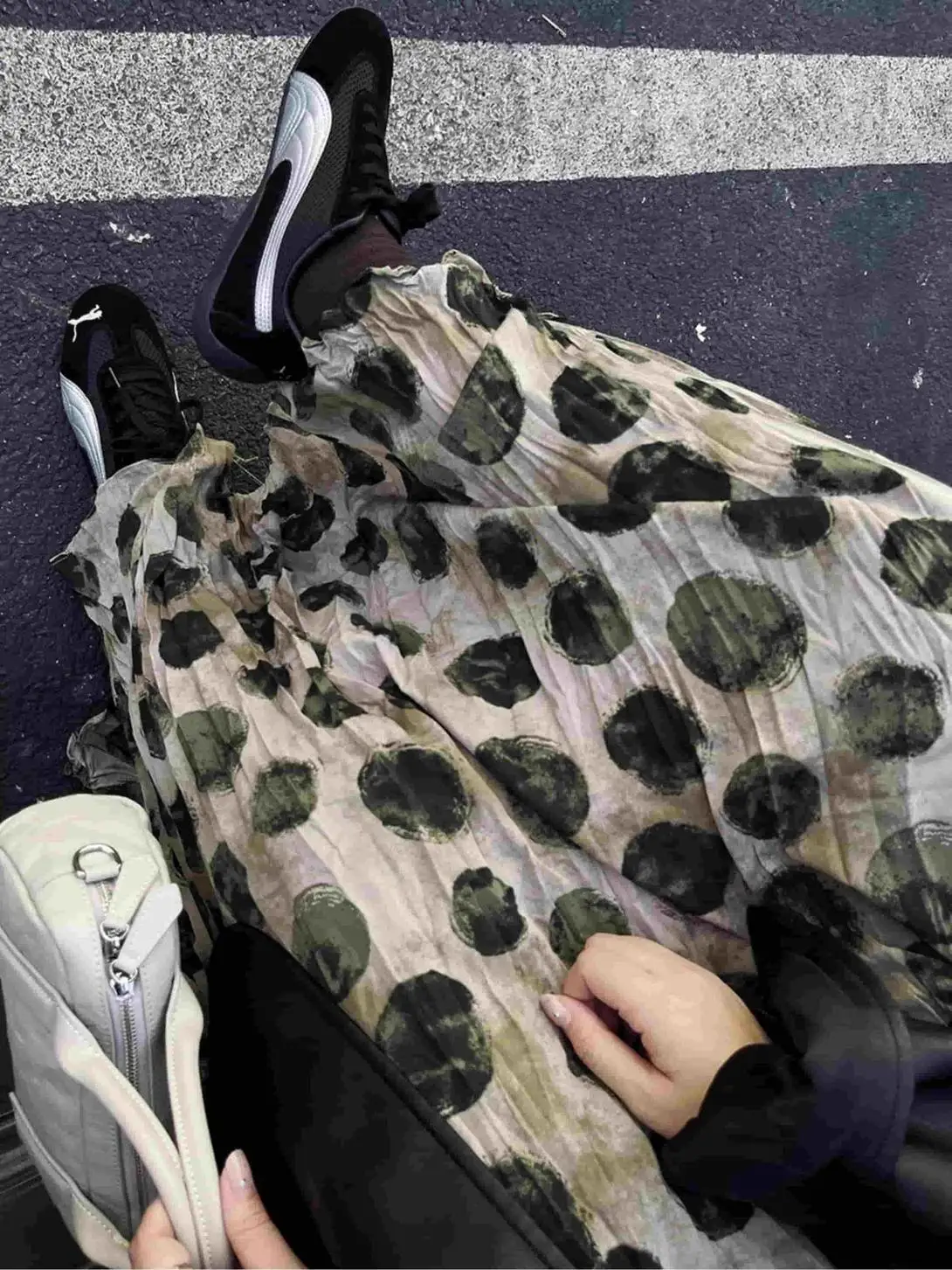 

2025 Vintage Print Autumn New Style Mid-length Skirt with Long Pinstripes and A-line Shape Big Skirt