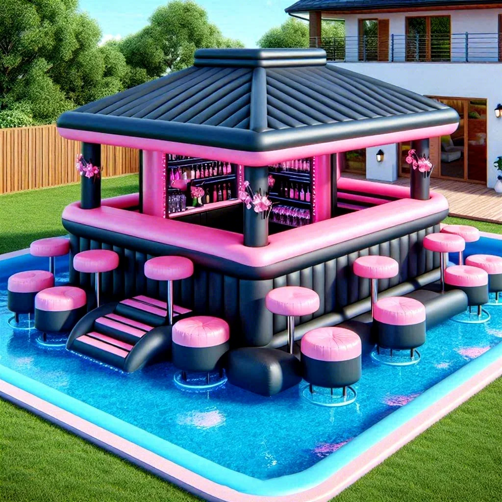 Factory Customized Family Backyard Inflatable Pool Bar With Tent Suitable For Leisure And Entertainment