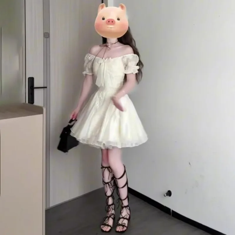 2025 novo verão doce vestido feminino estilo japonês emenda manga curta bonito e único temperamento fofo vestidos curtos