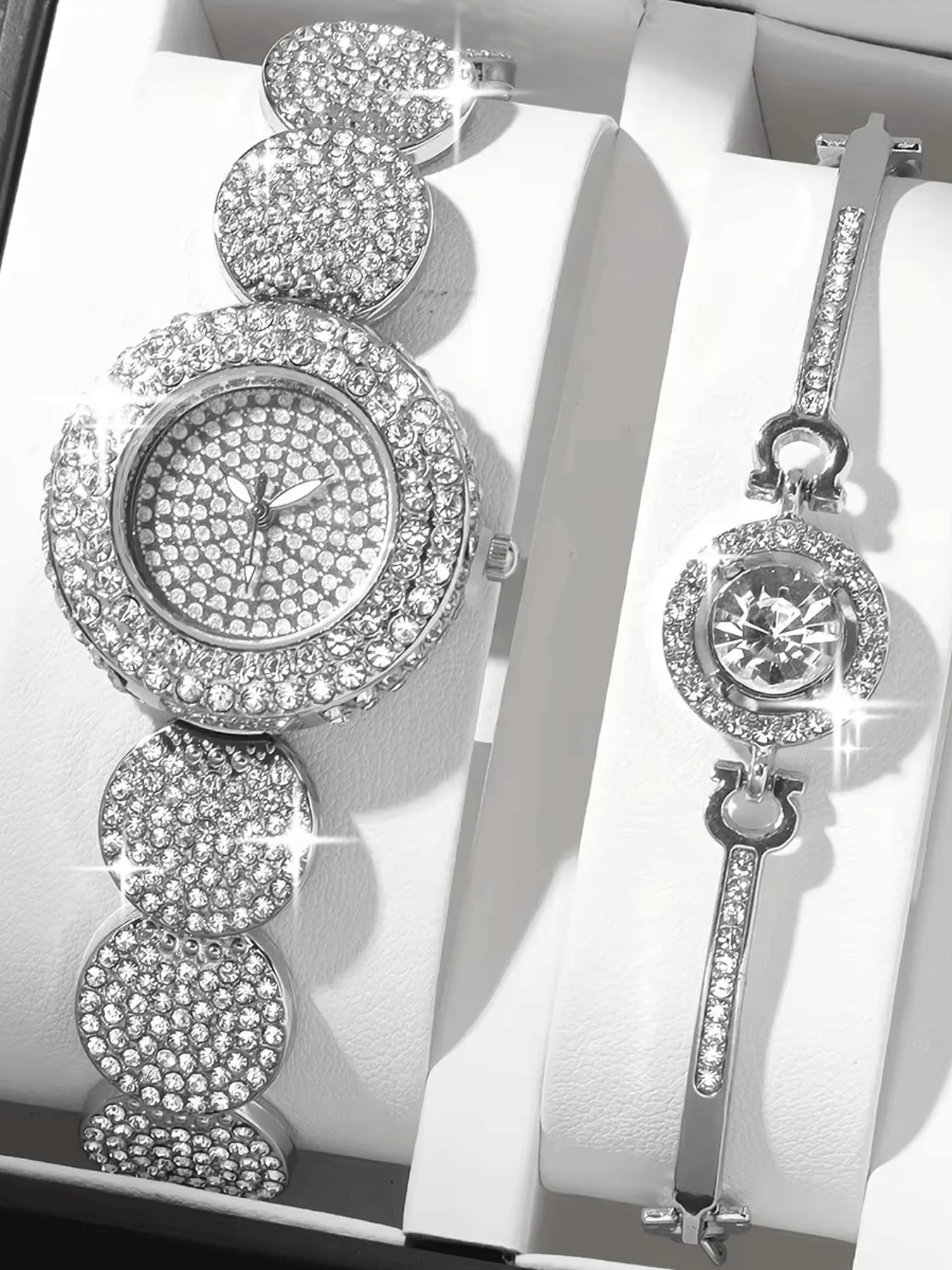 2-piece fashionable round versatile design, light luxury women's watch, women's high-end feel, business temperament set