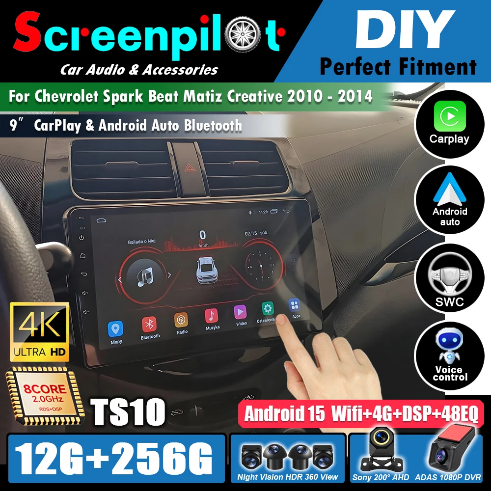 Android 16 Car Multimedia Player For Chevrolet Spark Beat Matiz Creative 2010 - 2014 Head Unit Stereo GPS Navigation BT WIFI 5g