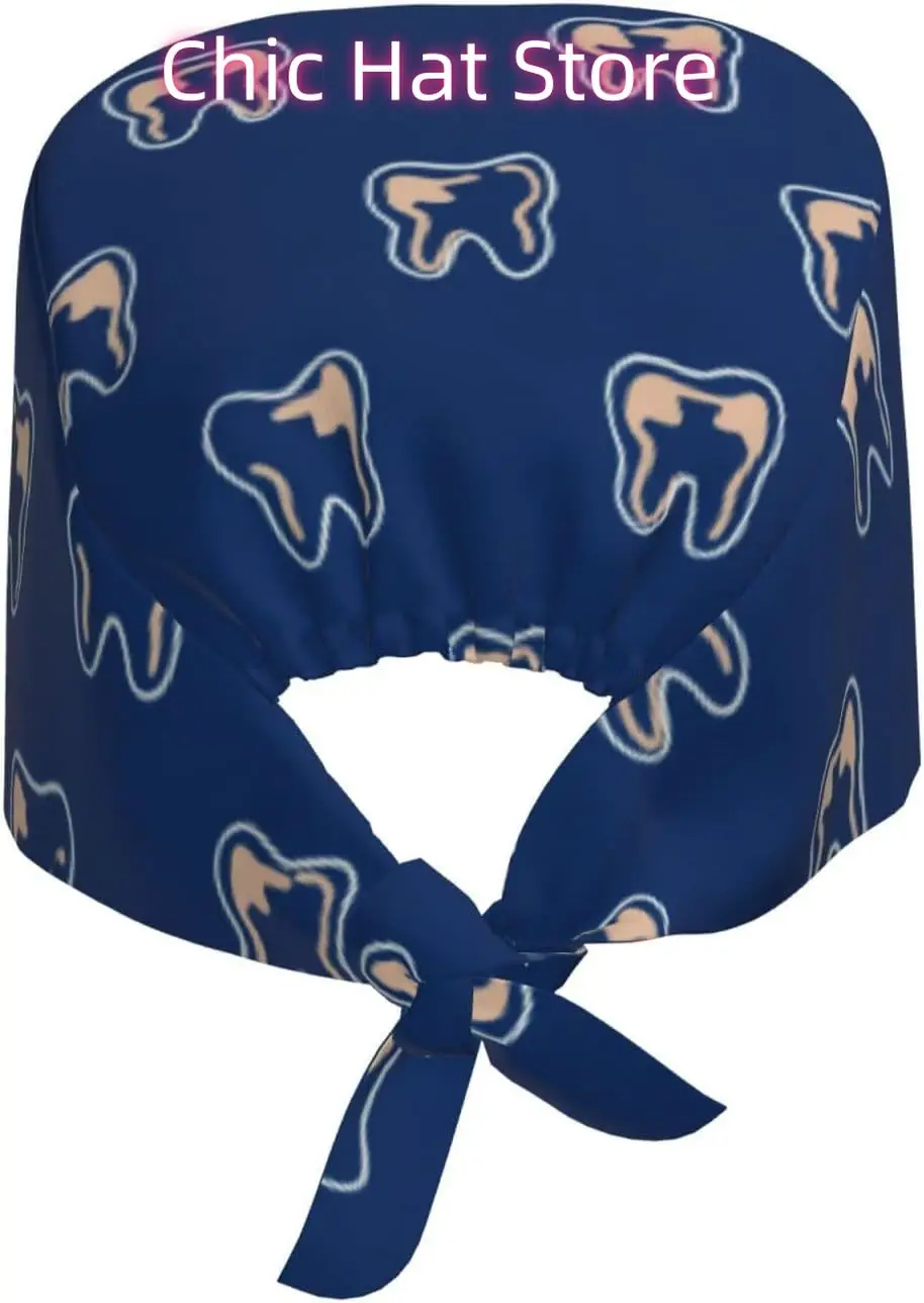قبعة بنمط خط الأسنان، قبعات عمل بوهو قابلة للتعديل للتنظيف مع عصابة رأس قابلة للتنفس وقبعات خلفية #3