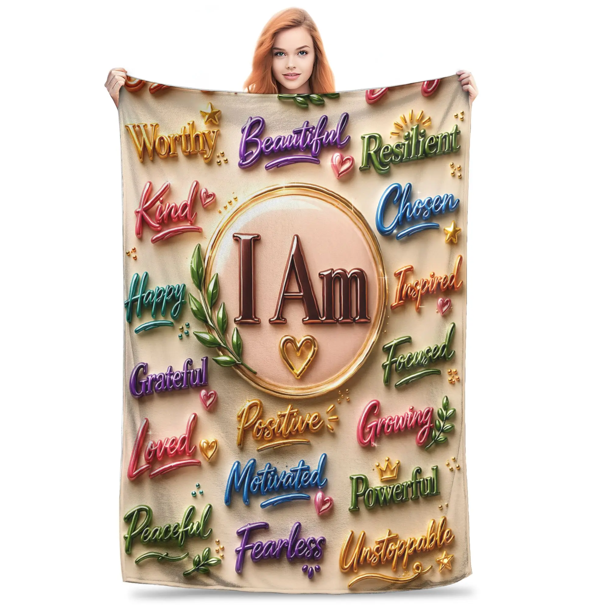 1PC Home Thankful Grateful Blessed  Blanket Throw Super Cosy Plush Living Room Sofa Gift for Christmas Happy New Year
