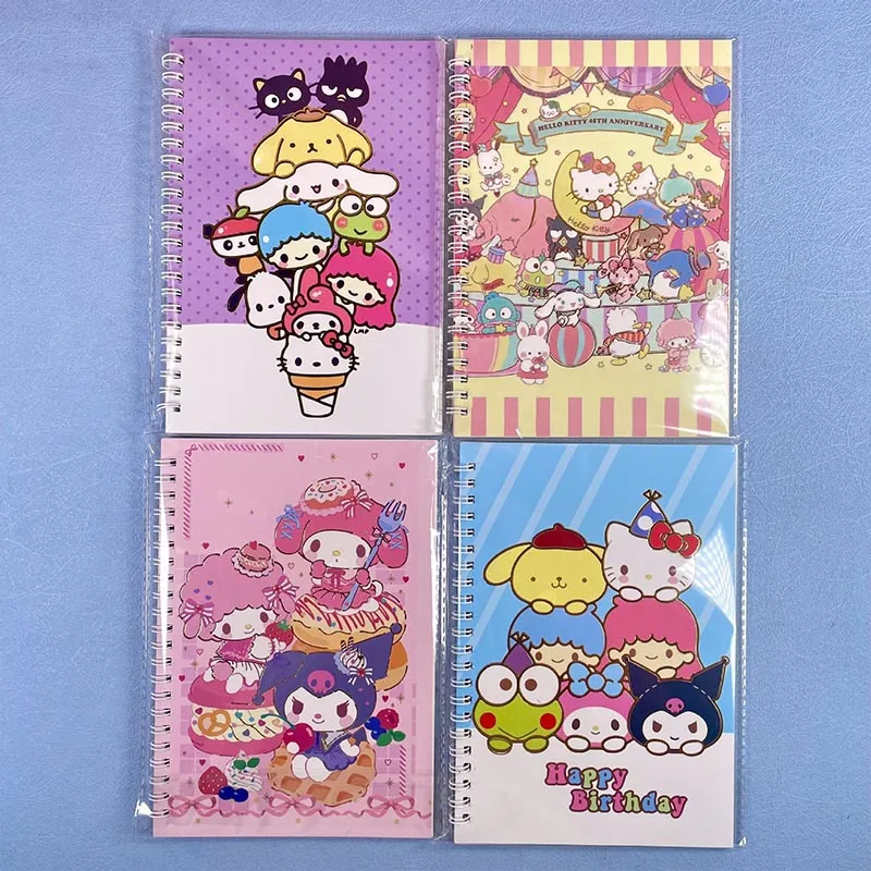 8pcs/lot Sanrio Kuromi Kitty A5 Coil Notebook Kawaii Keroppi Notepad Memo Diary Planner Stationery Gift Office School Supplies