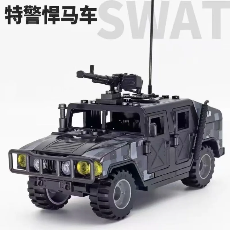 MOC Military Special Police Bulletproof Shield Hummer Jeep Explosion-Proof Car Building Blocks Military Accessories Toys view 4
