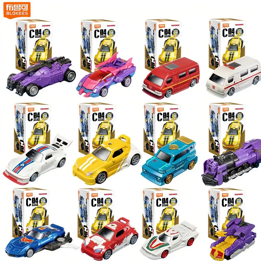 Blokees Transformers C04-12PCS G1Bumblebee  Soundwave Ironhide Jazz Car Collectible Model Kit Action Figure Toys Birthday Gift