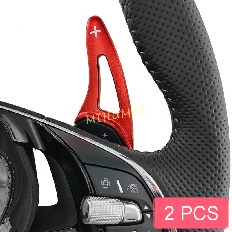 Red Aluminium Steering Wheel Paddle Gear Shifter Extension Trim For Skoda Octavia Scala Kamiq Kodiaq Karoq Enyaq iV Superb Combi