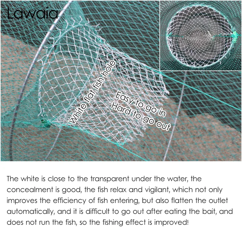 Lawaia Fishing Net Automatic Folding Fishing Cage Spring Folding Crab Cage Sea With Shrimp Cage Round Fishing Net Mesh Metal Net