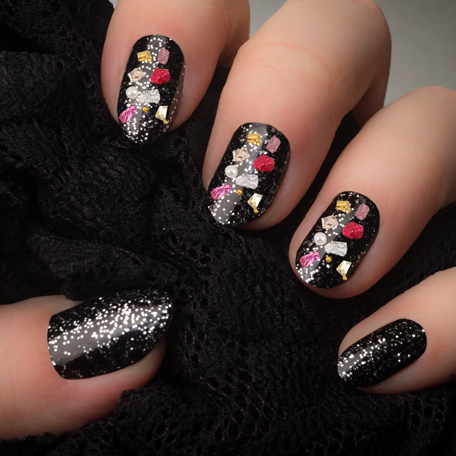 

10 Boxes Vibrant Crushed Stone Nail Charms Gold Silver Pink Iridescent Dazzling Irregular Nail Art Rhinestones