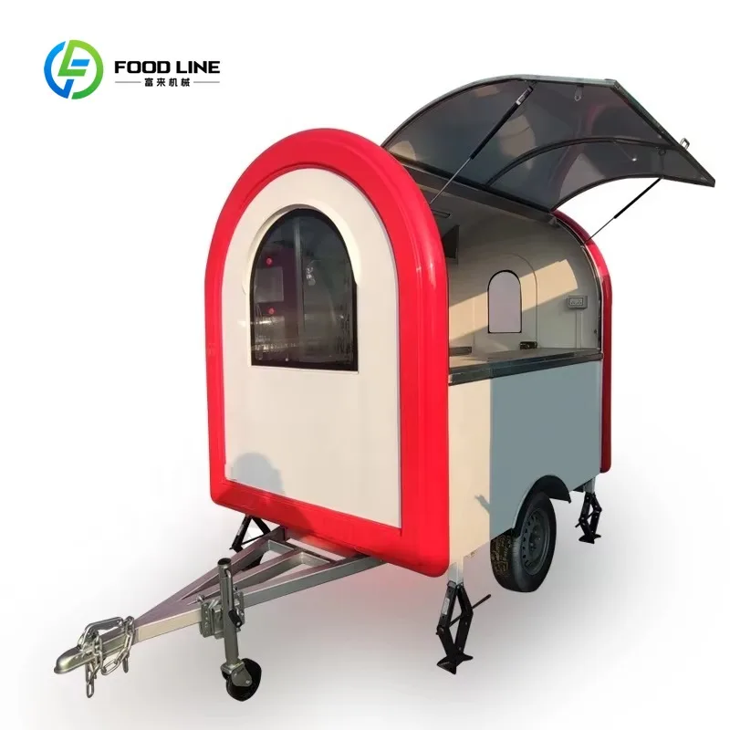 Customized Mobile bar Ice Cream Coffee BBQ Hot Dog Food Cart Trailer Braking System Auto Food Truck With Full Kitchen Food